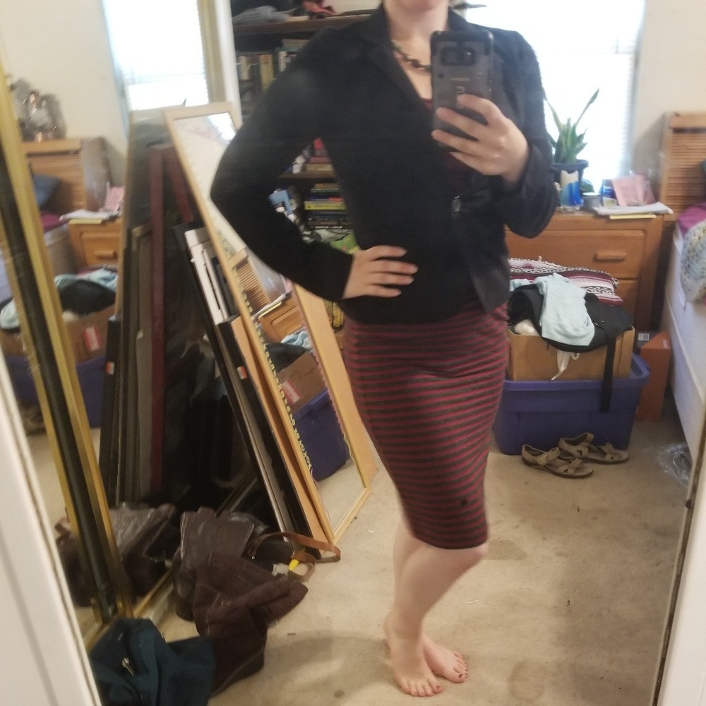 Cotton Striped Pencil Skirt Size M